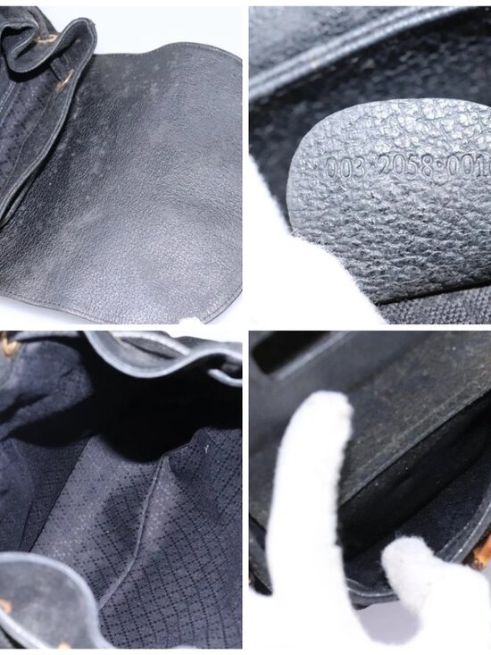 GUCCI Bamboo Backpack Suede Black Gold 003 - Picture 15 of 16